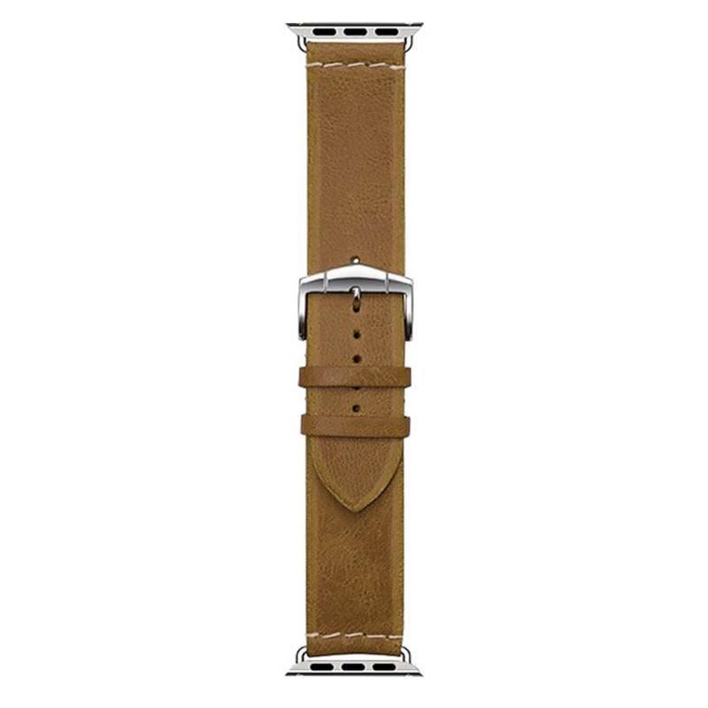 Honey Brown Leather Apple Watch Amarillo Watch Strap 720 - Bracelet Rochet