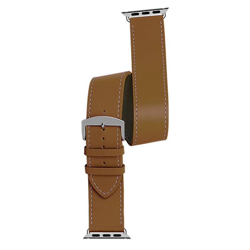 Manhattan Double Tour Cognac Apple Watch Leather Watch Strap 3023804DT02 - Bracelet Rochet