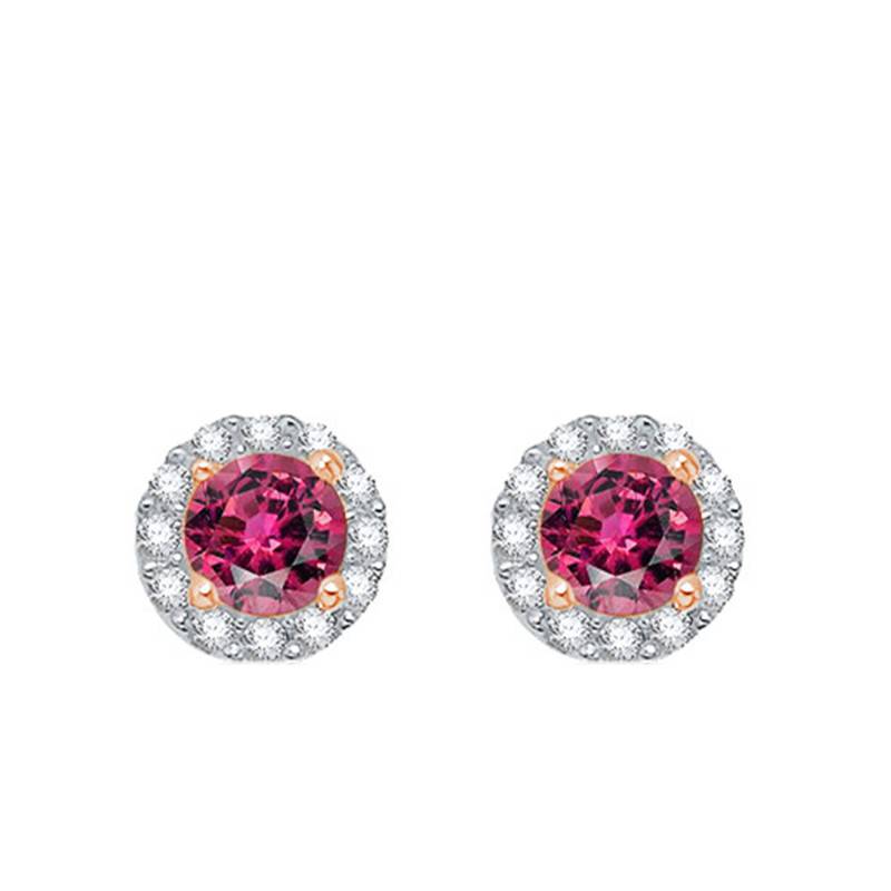 Rose Gold Tourmaline & Diamond Stud Earrings - Aurora