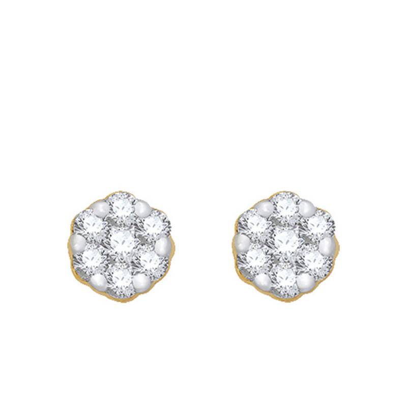 375/1000 & 750/1000 Yellow Gold Diamond Stud Earrings - Emanessence