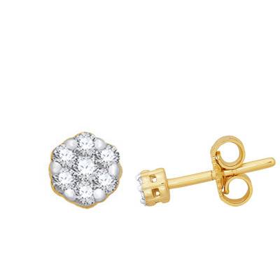 375/1000 & 750/1000 Yellow Gold Diamond Stud Earrings - Emanessence