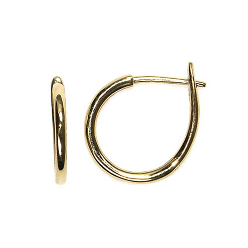 "18K Yellow Gold Polished Round Huggie Earrings, 12 mm Diameter" - Buelling