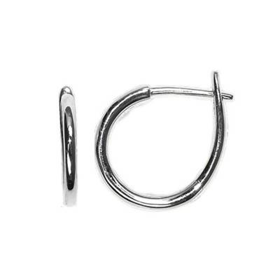 Shiny Round 750/1000 White Gold Huggie Earrings, 12 mm Diameter - Buelling