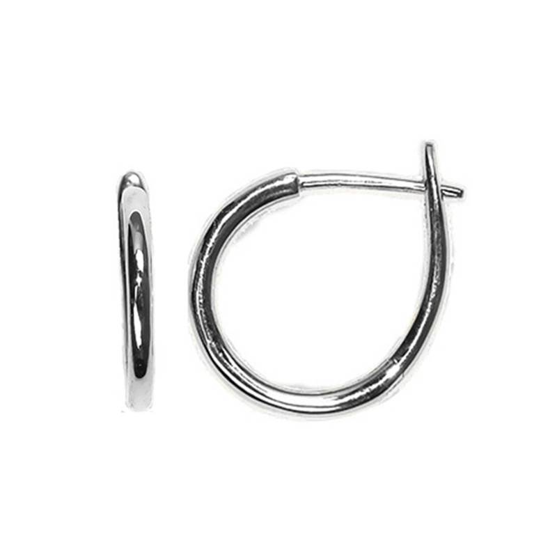 Shiny Round 750/1000 White Gold Huggie Earrings, 12 mm Diameter - Buelling