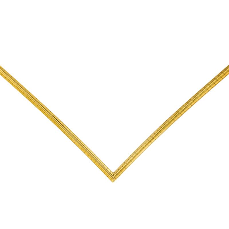 V-Shape 750 Yellow Gold Omega Chain, 42 cm Length, Width from 1.20 mm to 3.50 mm - Buelling