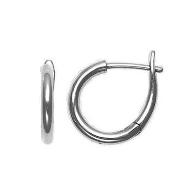 Boucles d'oreilles Huggies Rondes, Or Blanc 750, Diamètre 14 mm - Buelling