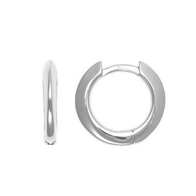 Boucles d'oreilles Huggies Rondes, Or Blanc 750, Diamètre 12 mm ou 15 mm - Buelling