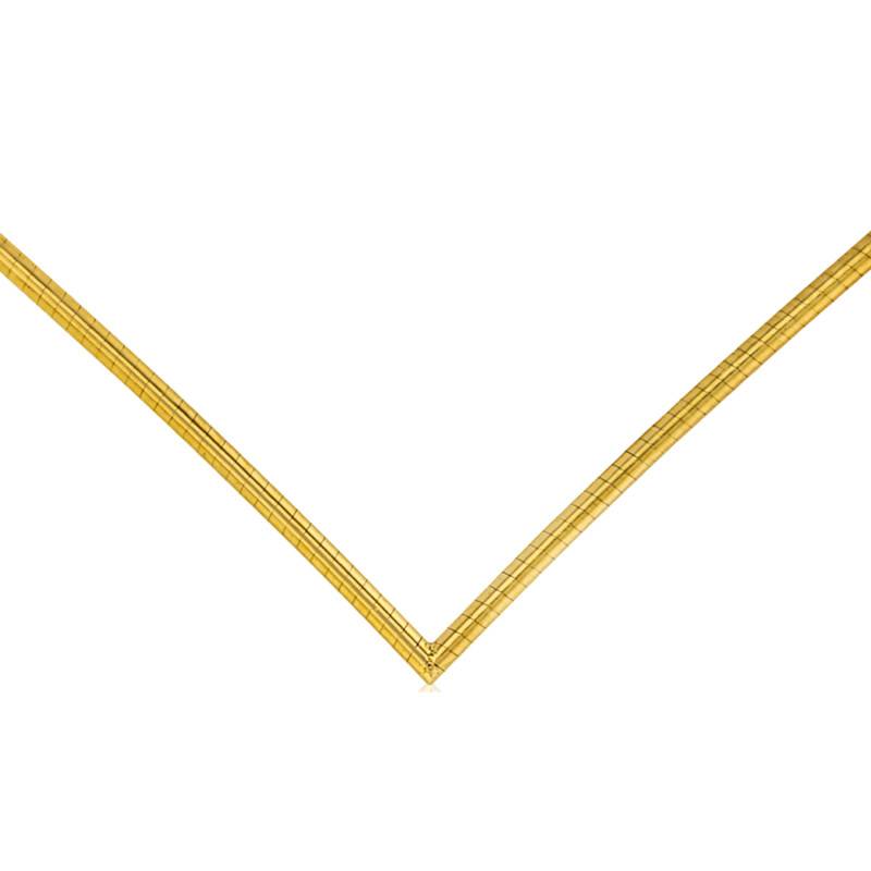 750/1000 Yellow Gold V-Shape Omega Chain, Length 45 cm, Width 1.20 mm to 3.50 mm - Buelling