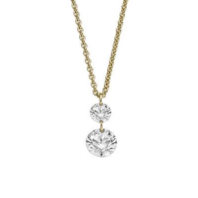 750/1000 Yellow Gold Chain Necklace & 2 Diamonds, 42 cm - Buelling