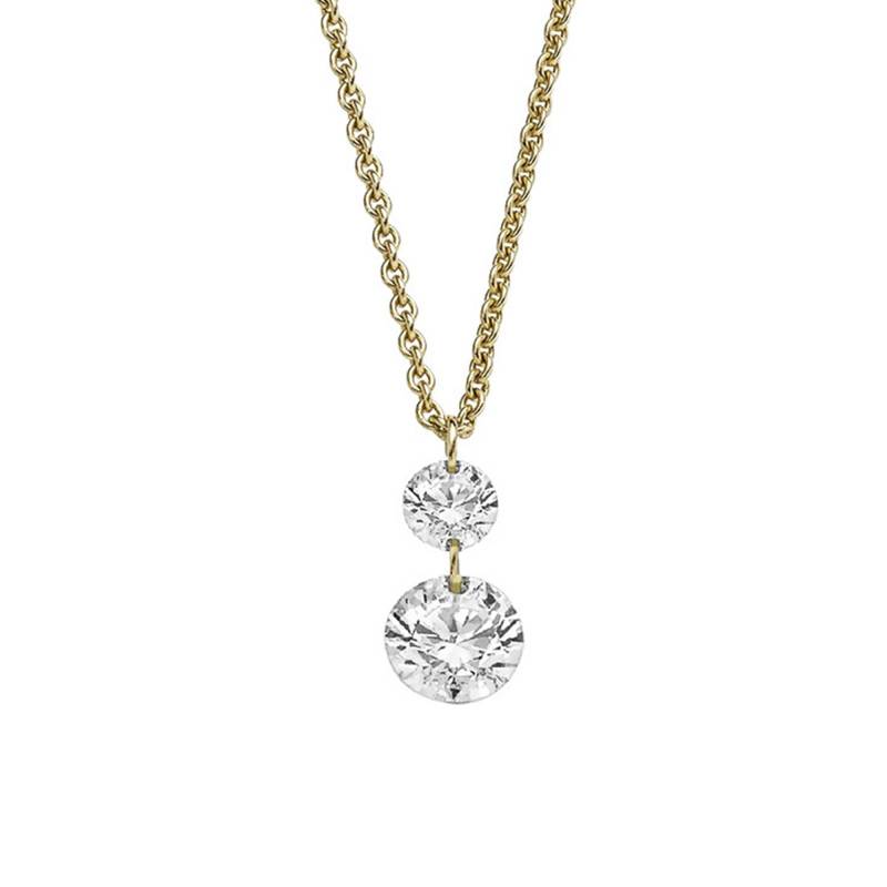 750/1000 Yellow Gold Chain Necklace & 2 Diamonds, 42 cm - Buelling