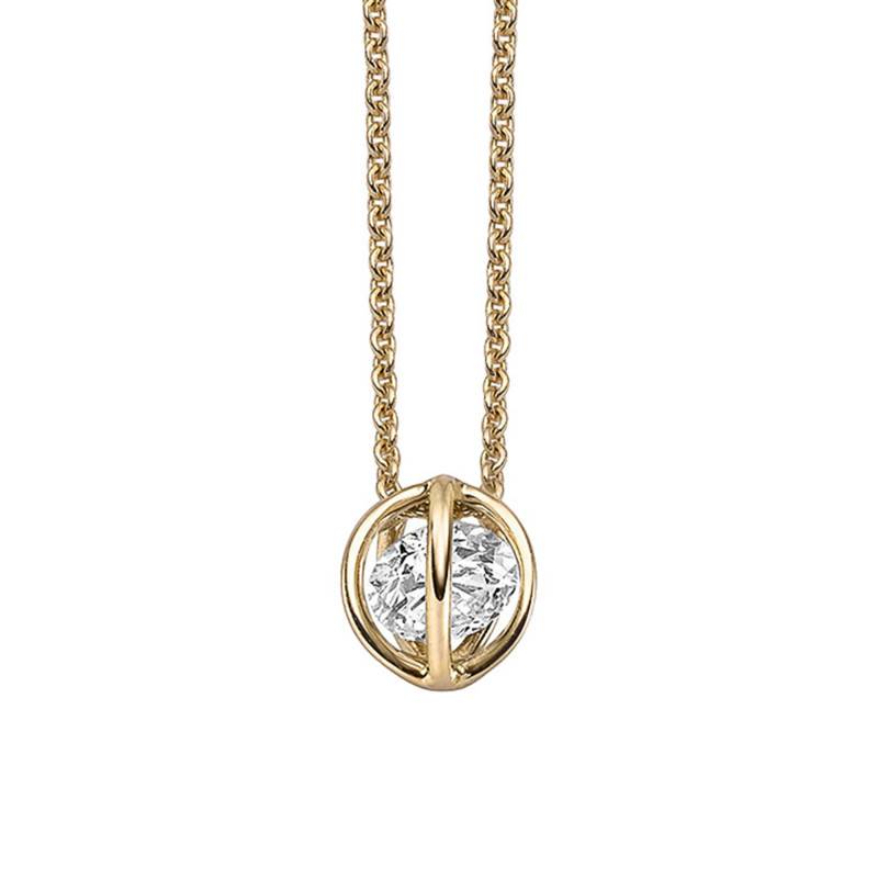 750/1000 Yellow Gold & Diamond Ball Necklace, 42 cm - Buelling