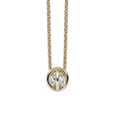 750/1000 Yellow Gold & Diamond Ball Necklace, 42 cm - Buelling