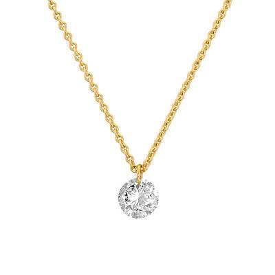 Collier chaîne, Or Jaune 750 & Diamant percé 0.15ct, Longueur de 40 à 45 cm - Buelling