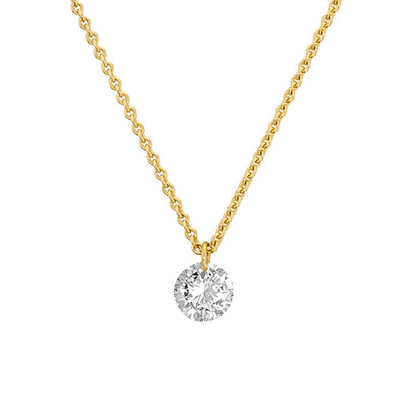750 Yellow Gold Chain Necklace & 0.15ct Diamond, Length 40 cm to 45 cm - Buelling