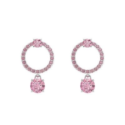 Boucles d'oreilles Attract Métal Rhodié & Cristaux Roses - 5723565 - Swarovski