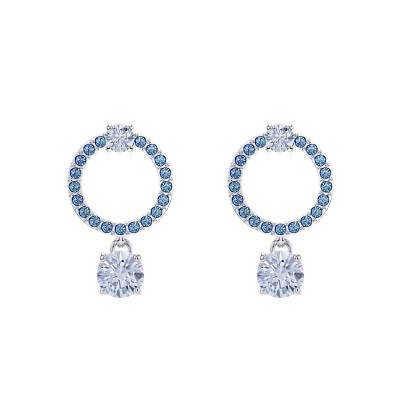 Boucles d'oreilles Attract Métal Rhodié & Cristaux Bleus - 5723563 - Swarovski