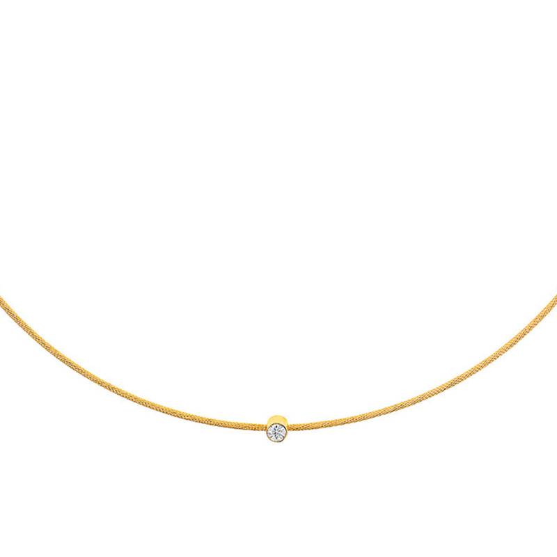 750 Yellow Gold Cable Necklace & Diamond, Length 42 cm - Buelling