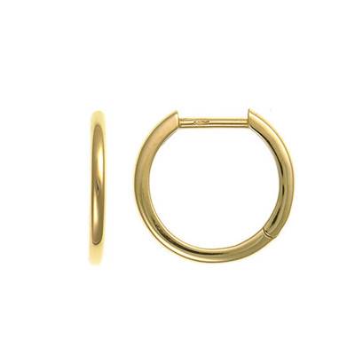 Round 750/1000 Yellow Gold Huggie Earrings, 18 mm Diameter - Buelling