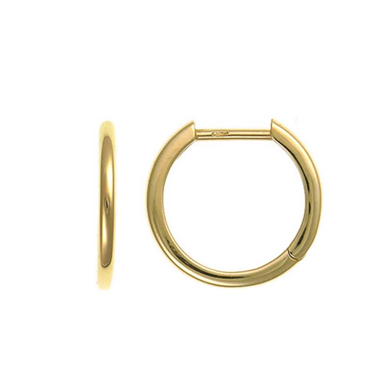 Round 750/1000 Yellow Gold Huggie Earrings, 18 mm Diameter - Buelling