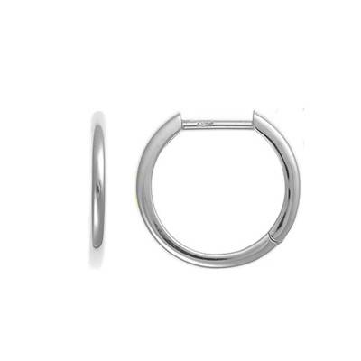 Boucles d'oreilles Huggies Rondes, Or Blanc 750, Diamètre 18 mm - Buelling