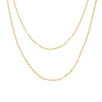 750 Yellow Gold Double Chain, Length 42 cm, Width 1.2 and 1.4 mm - Buelling