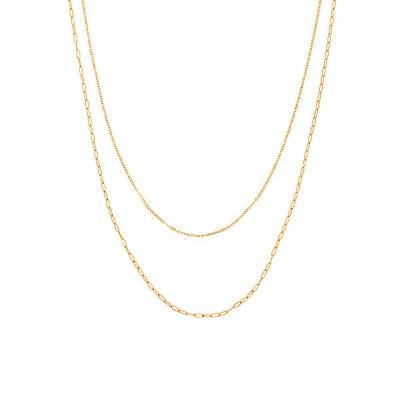 750 Yellow Gold Double Chain, Length 42 cm, Width 1.2 and 1.4 mm - Buelling