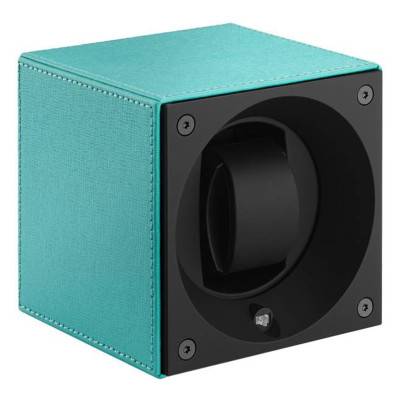 Ecrin Rotatif Masterbox Cuir Turquoise / Surpiqures Turquoise - Swiss Kubik