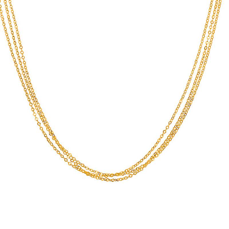 18K Yellow Gold Triple Necklace, 42 cm Length - Buelling