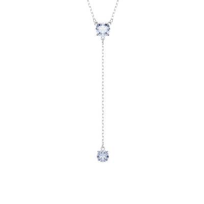 Collier en Y Attract Métal Rhodié & Cristaux Bleus, Longueur 30 à 45 cm - 5723571 - Swarovski