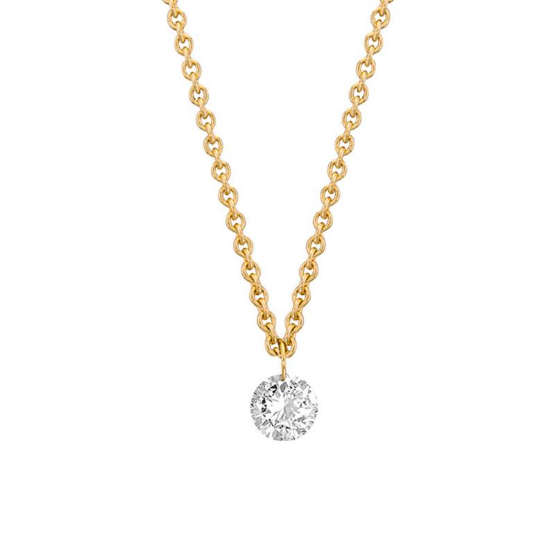 750 Yellow Gold Chain Necklace & Diamond, Length 45 cm - Buelling