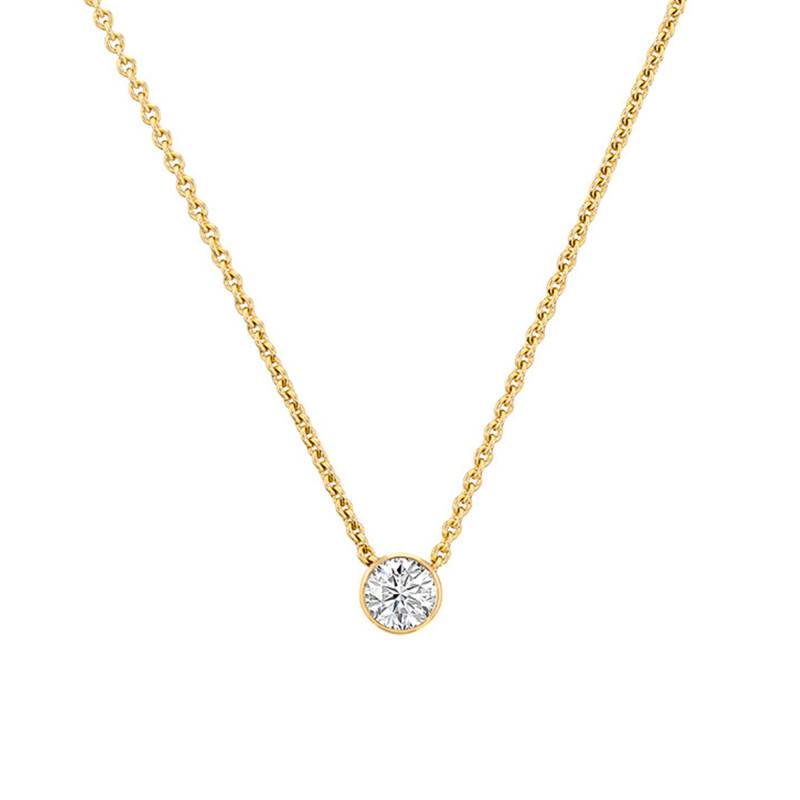 750 Yellow Gold Chain Necklace & Diamond, Length 42 cm - Buelling