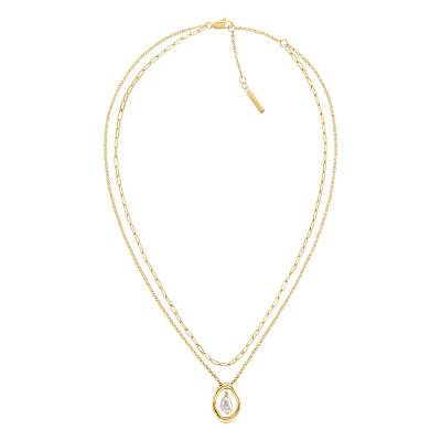 Collier Edgy Pearls en Acier Doré, Longueur 38 cm à 40 cm - 35000559 - Calvin Klein