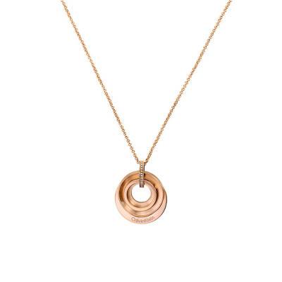 Collier Sculptural Anneaux Acier Rosé - 35000158, Longueur 20 cm - Calvin Klein
