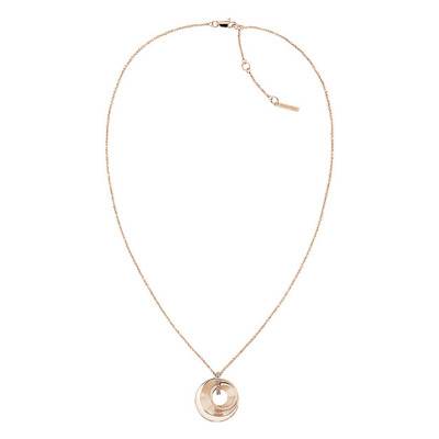 Collier Sculptural Anneaux Acier Rosé - 35000158, Longueur 20 cm - Calvin Klein