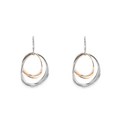 Boucles d'oreilles Double Anneau - Gris et Rose - 35000003 - Calvin Klein
