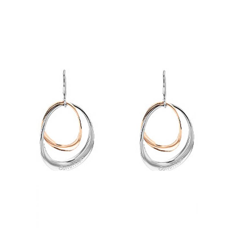 Grey and Rose Double Ring Drop Earrings - 35000003 - Calvin Klein