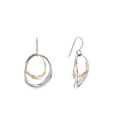 Boucles d'oreilles Double Anneau - Gris et Rose - 35000003 - Calvin Klein