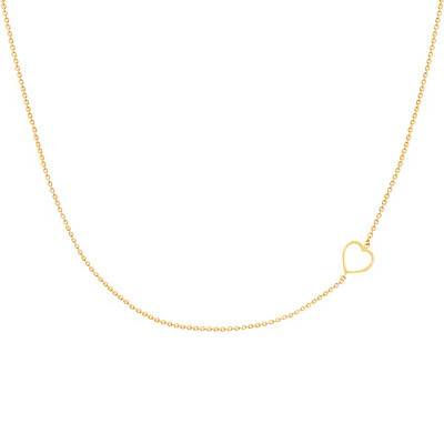 750 Yellow Gold Fine Open-Work Heart Necklace, Adjustable Length 40 cm - Caterina B