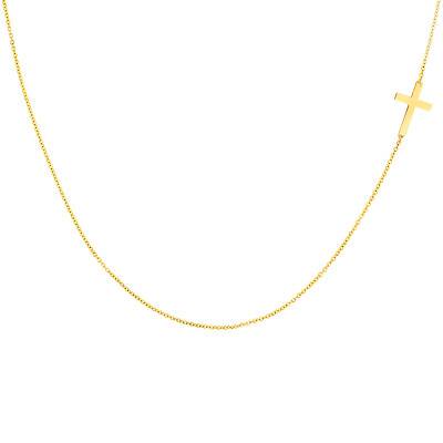 750/1000 Yellow Gold Simple Cross Necklace, Adjustable Length 48 cm - Caterina B