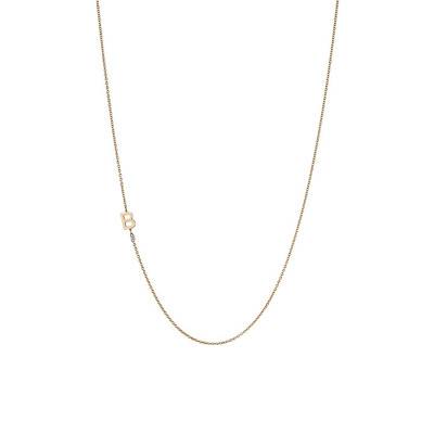 Collier lettres diamant & Or Jaune 750, Longueur 40 cm ajustable - Caterina B
