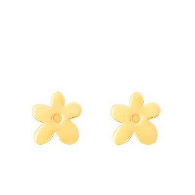 750 Yellow Gold Flower Stud Earrings - Caterina B