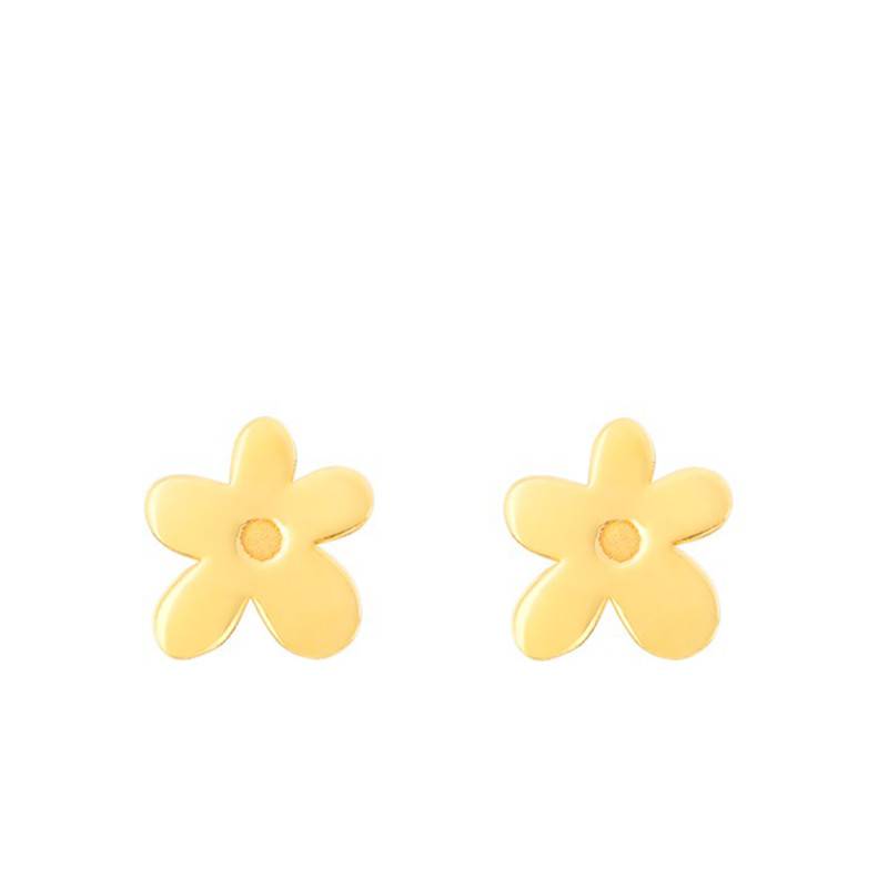 750 Yellow Gold Flower Stud Earrings - Caterina B