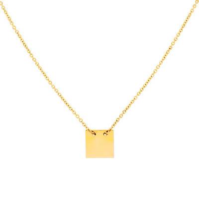 Collier plaque Carrée Or Jaune 750, Longueur 45 cm - Caterina B
