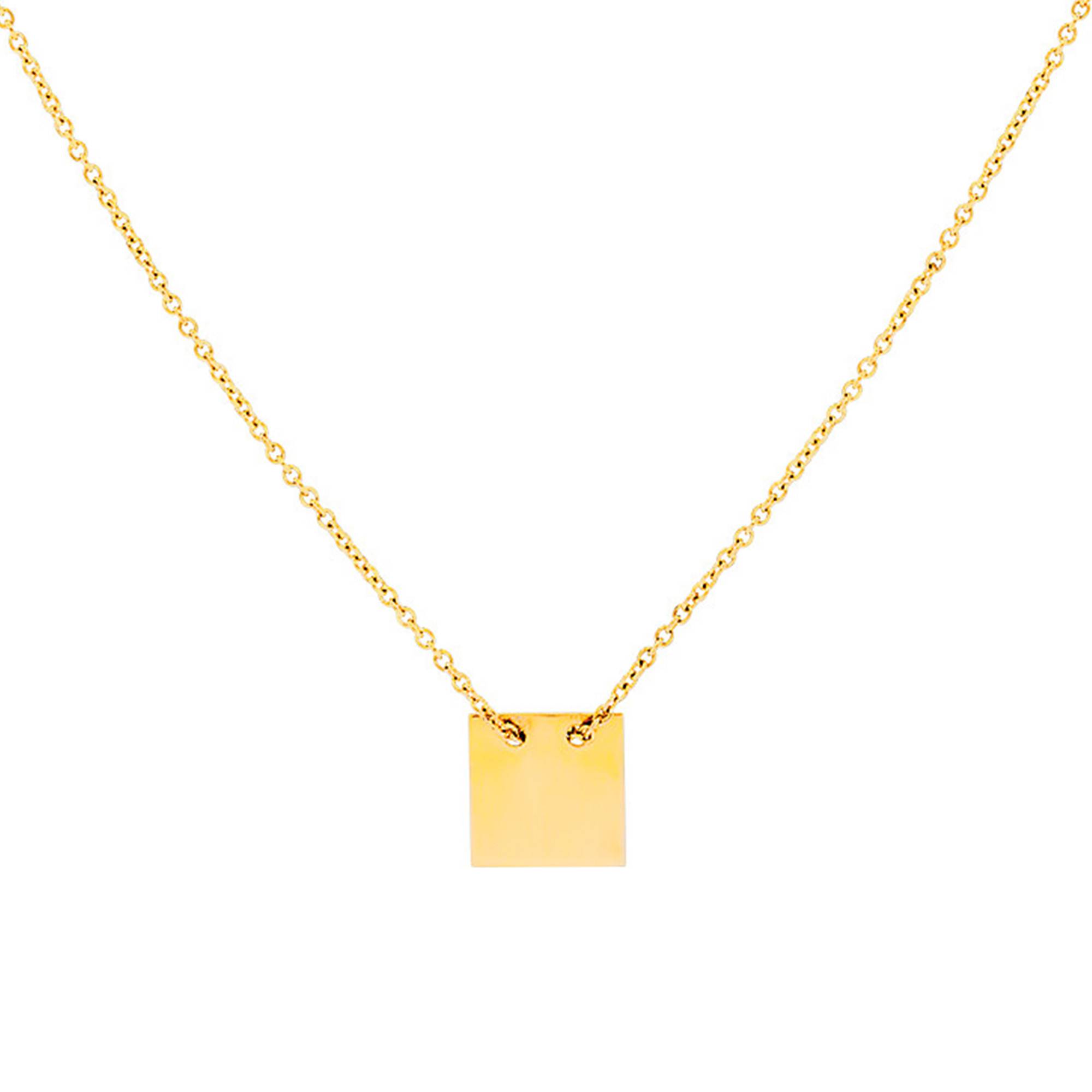 Collier Sautoir En Bronze Avec Cabochon Carré "La Liseuse" - 56-60 Cm, Verre, Cadeau Pochette Incluse