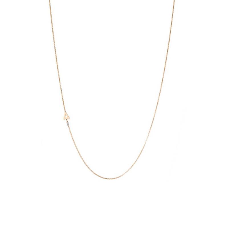 750/1000 Yellow Gold Letter A to Z Necklace, Adjustable Length 40 cm - Caterina B