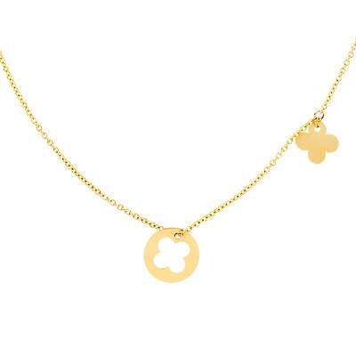750/1000 Yellow Gold Clover Necklace, Length 45 cm - Caterina B