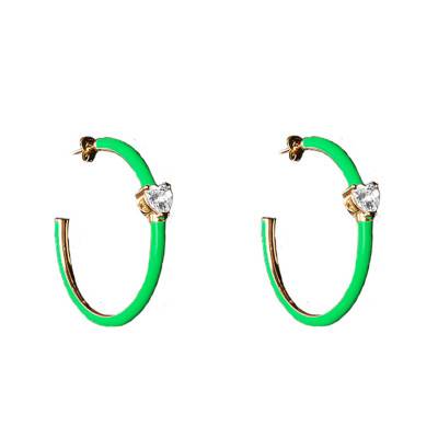 Gold-Plated Green Enamel Love Parade Drop Earrings, 4 cm Diameter - J19AVI25 - Chiara Ferragni