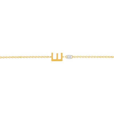 750 Yellow Gold & Diamond Letter Bracelet, 18.5 cm - Caterina B