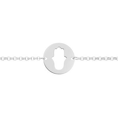 750/1000 White Gold Hand of Fatima Bracelet, Length 18.5 cm - Caterina B