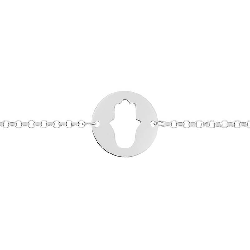 750/1000 White Gold Hand of Fatima Bracelet, Length 18.5 cm - Caterina B